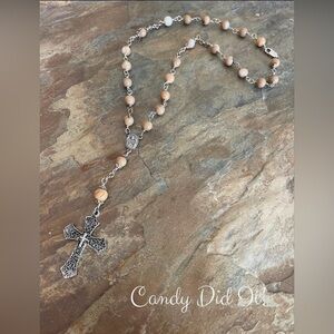 Stylish Handmade Natural Coral FashionRosary Necklace By Candy Did It!